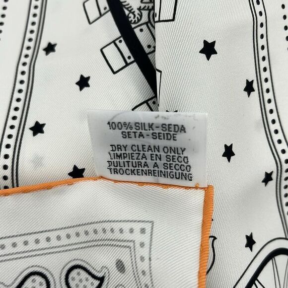 Hermes Scarf Carré 55 White X Black X Orange ALL Aboard! - Picture 5 of 6